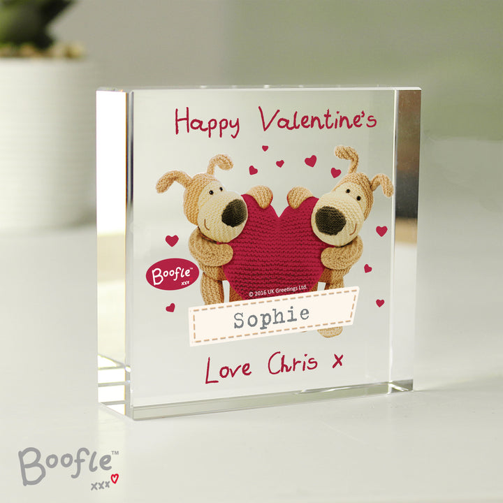 Buy Personalised Boofle Shared Heart Crystal Token available now at www.giftsfinder.co.uk