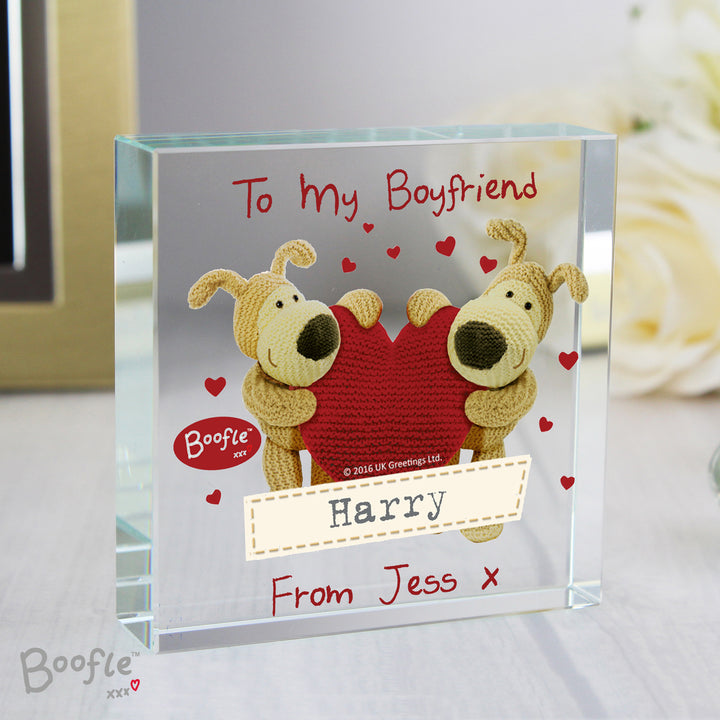 Buy Personalised Boofle Shared Heart Crystal Token available now at www.giftsfinder.co.uk