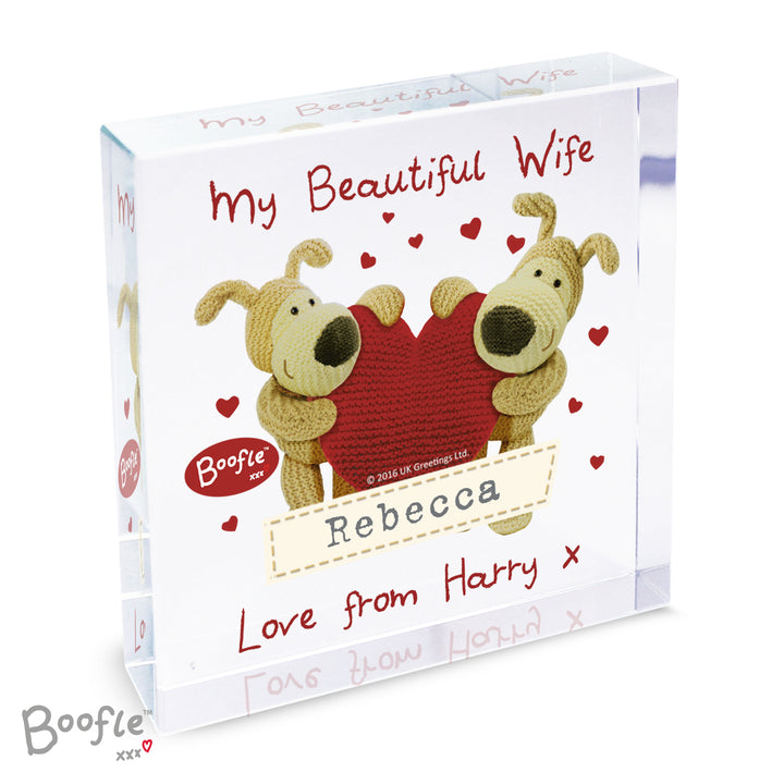 Buy Personalised Boofle Shared Heart Crystal Token available now at www.giftsfinder.co.uk