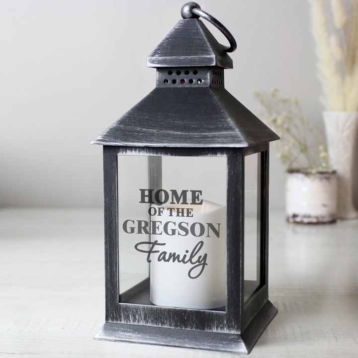 Buy Personalised The Family Rustic Black Lantern at www.giftsfinder.co.uk