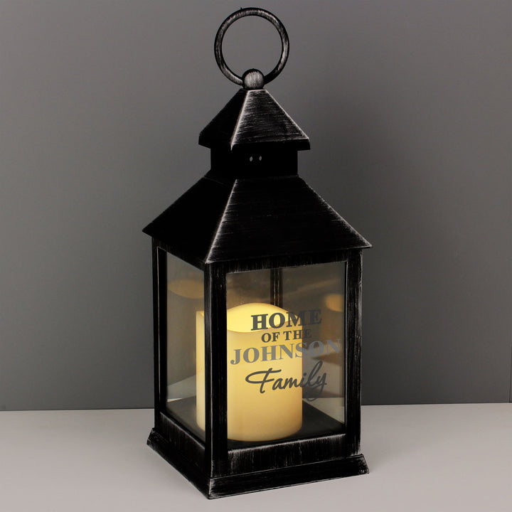 Buy Personalised The Family Rustic Black Lantern at www.giftsfinder.co.uk