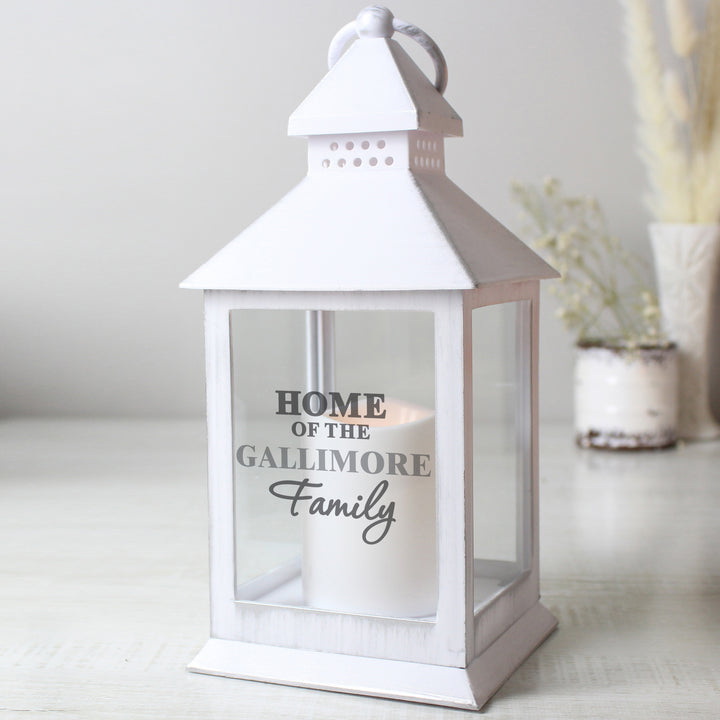 Personalised The Family White Lantern - part of the Gifts Finder Personalised Lanterns collection