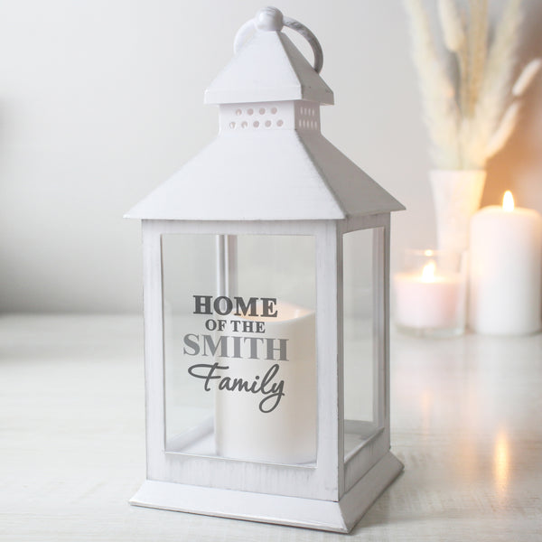 Buy Personalised The Family White Lantern at www.giftsfinder.co.uk