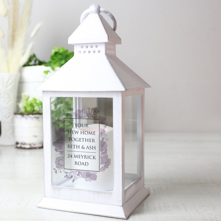 Personalised Soft Watercolour White Lantern - part of the Gifts Finder Personalised Lanterns collection