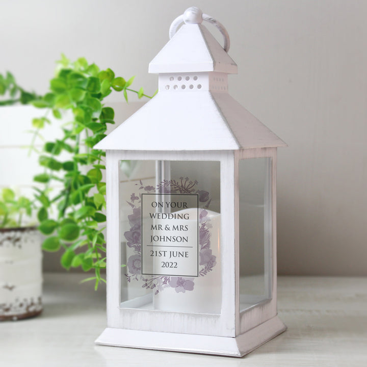 Personalised Soft Watercolour White Lantern - part of the Gifts Finder Personalised Lanterns collection