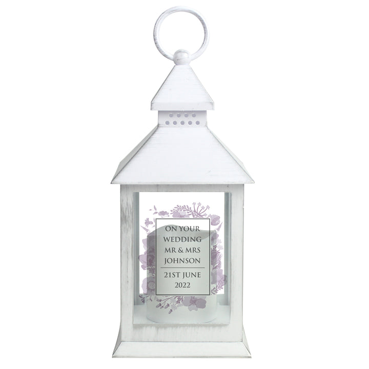 Personalised Soft Watercolour White Lantern - part of the Gifts Finder Personalised Lanterns collection