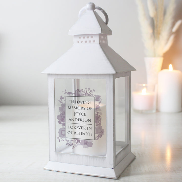 Personalised Soft Watercolour White Lantern - part of the Gifts Finder Personalised Lanterns collection