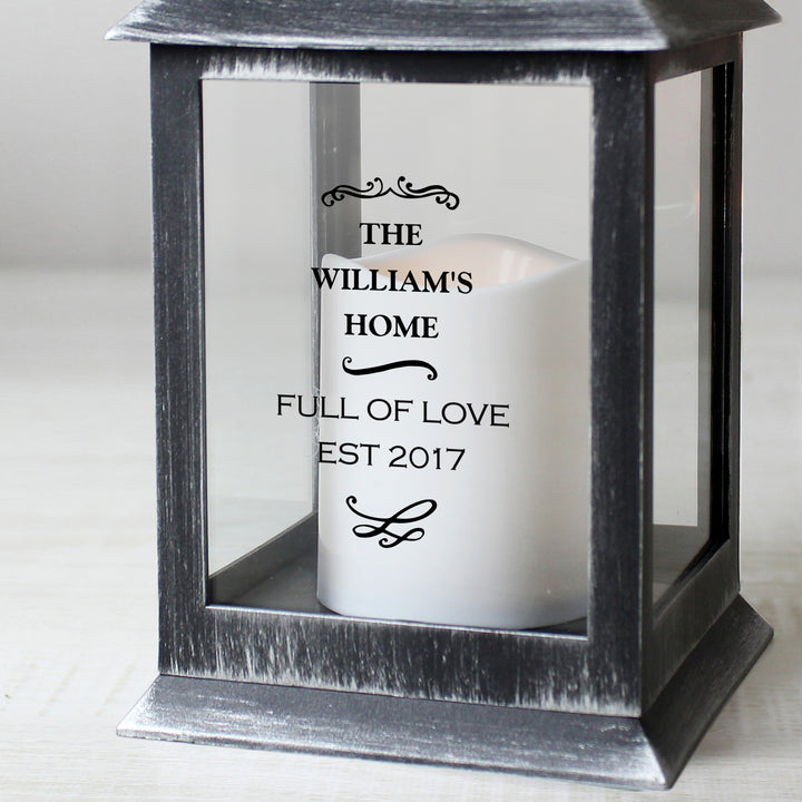 Buy Personalised Antique Scroll Rustic Black Lantern at www.giftsfinder.co.uk