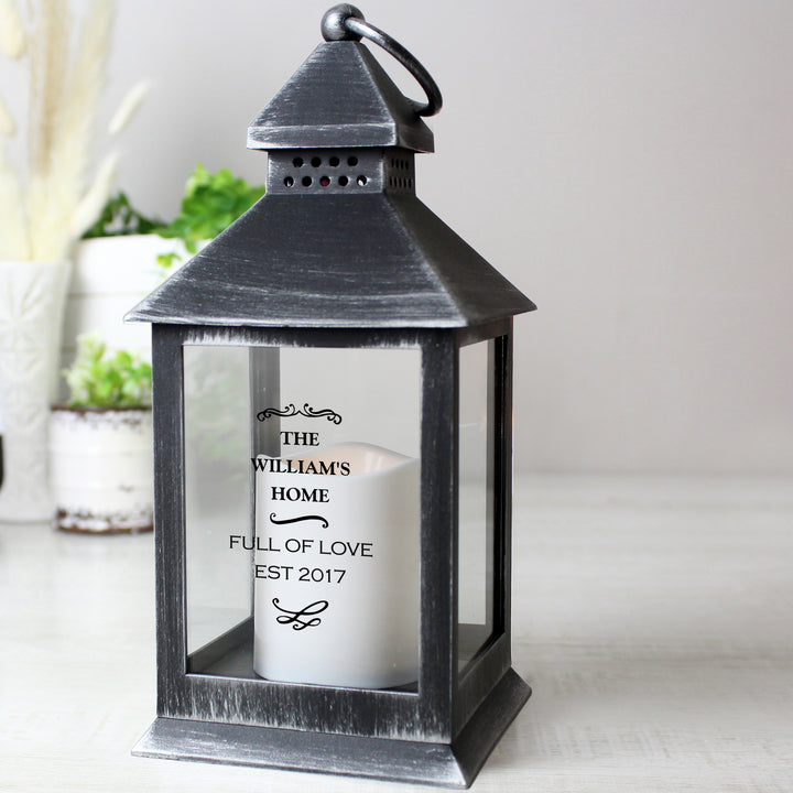 Buy Personalised Antique Scroll Rustic Black Lantern at www.giftsfinder.co.uk