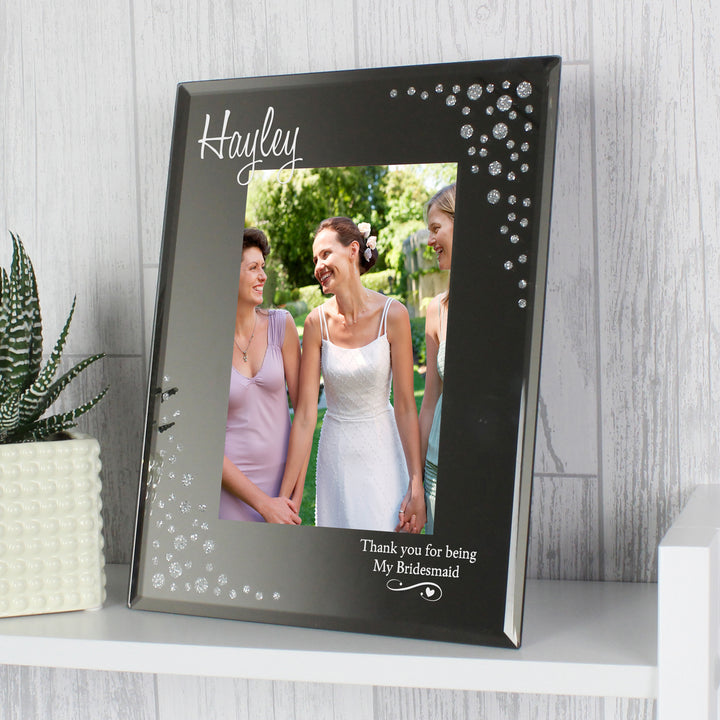 Personalised Swirls & Hearts Diamante 6x4 Glass Photo Frame in gift category Photo Frames, Albums and Guestbooks