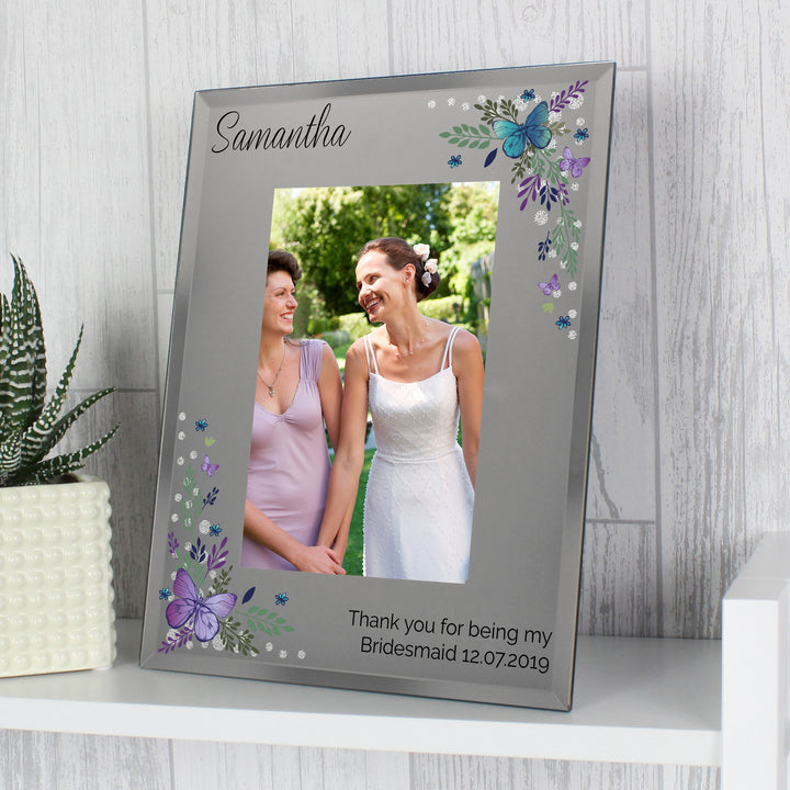 Buy Personalised Butterfly 6x4 Diamante Glass Photo Frame available now at www.giftsfinder.co.uk