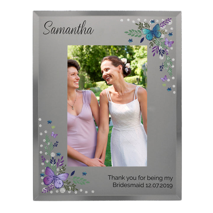 Buy Personalised Butterfly 6x4 Diamante Glass Photo Frame available now at www.giftsfinder.co.uk