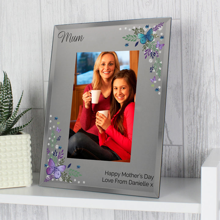 Buy Personalised Butterfly 6x4 Diamante Glass Photo Frame available now at www.giftsfinder.co.uk