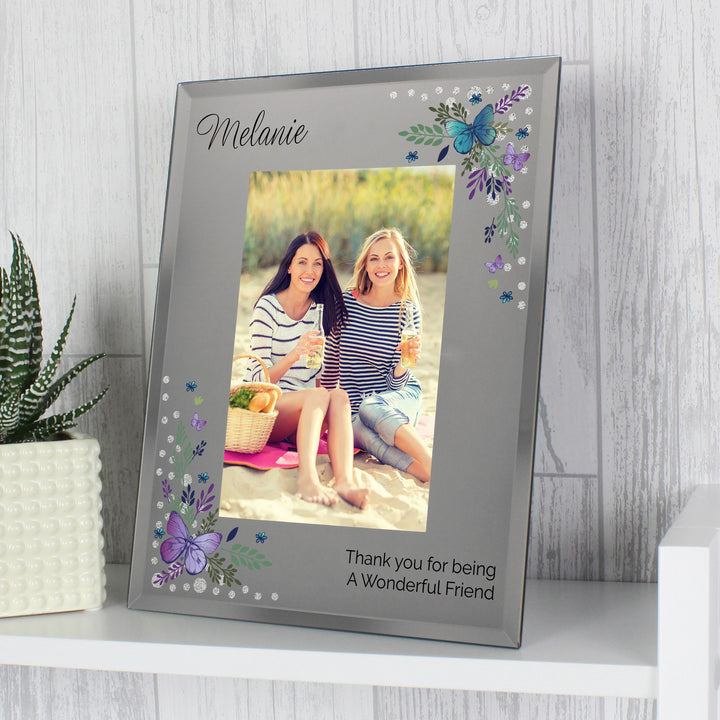 Buy Personalised Butterfly 6x4 Diamante Glass Photo Frame available now at www.giftsfinder.co.uk