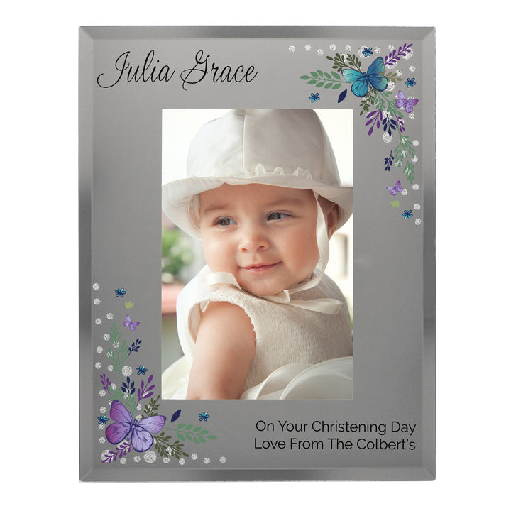 Buy Personalised Butterfly 6x4 Diamante Glass Photo Frame available now at www.giftsfinder.co.uk