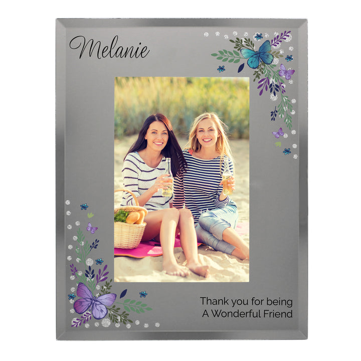 Buy Personalised Butterfly 6x4 Diamante Glass Photo Frame available now at www.giftsfinder.co.uk