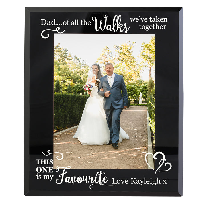 Buy Personalised Of All the Walks... Wedding 5x7 Black Glass Photo Frame at www.giftsfinder.co.uk