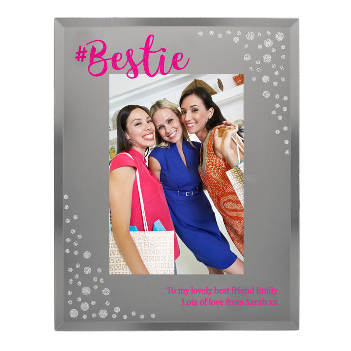 Personalised Bestie 6x4 Inch Diamante Glass Photo Frame - part of the Gifts Finder Photo Frames, Albums and Guestbooks collection