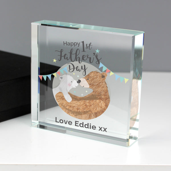 Buy Personalised 1st Father's Day Daddy Bear Crystal Token available now at www.giftsfinder.co.uk