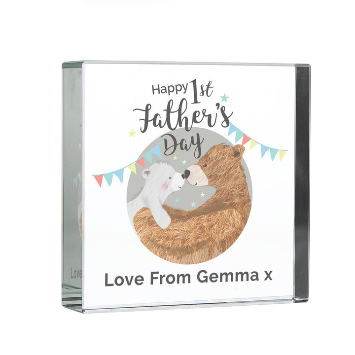 Personalised 1st Father's Day Daddy Bear Crystal Token - part of the Gifts Finder Ornaments collection