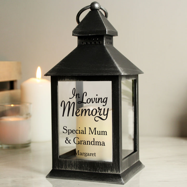 Buy Personalised In Loving Memory Rustic Black Lantern at www.giftsfinder.co.uk