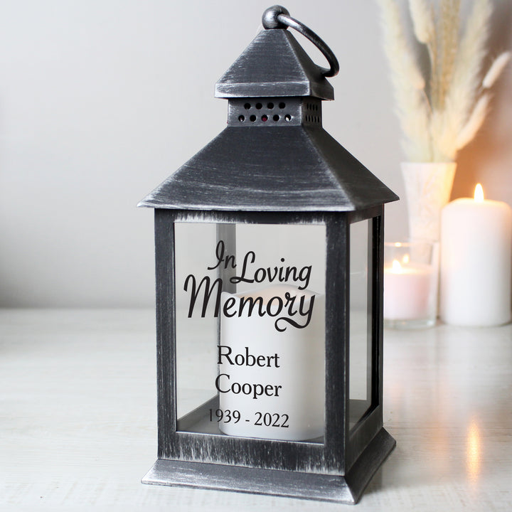 Buy Personalised In Loving Memory Rustic Black Lantern at www.giftsfinder.co.uk