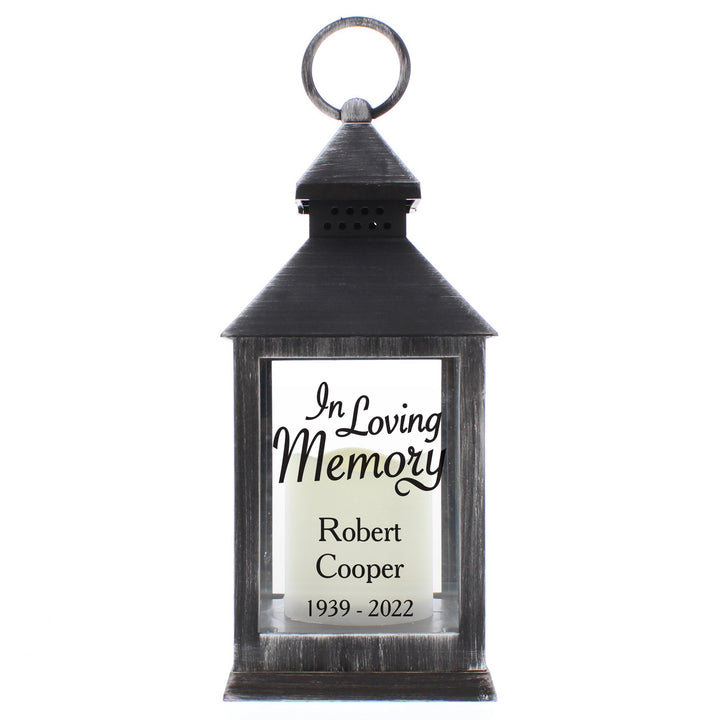 Buy Personalised In Loving Memory Rustic Black Lantern at www.giftsfinder.co.uk