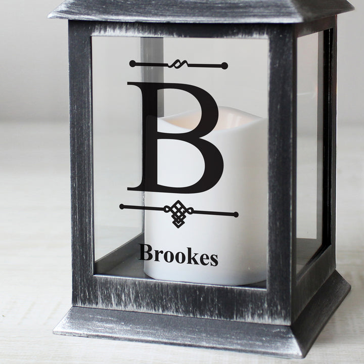 Buy Personalised Initial Rustic Black Lantern at www.giftsfinder.co.uk