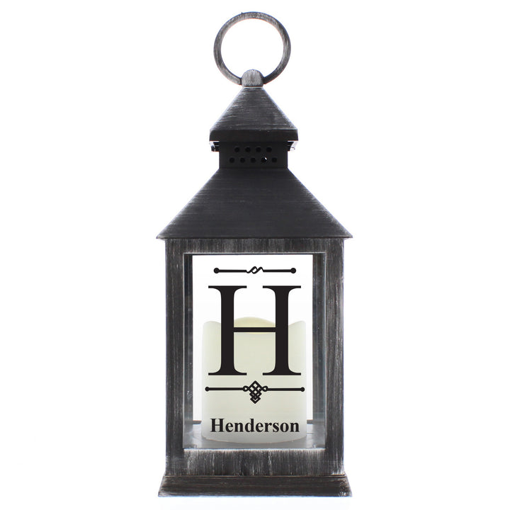 Buy Personalised Initial Rustic Black Lantern at www.giftsfinder.co.uk