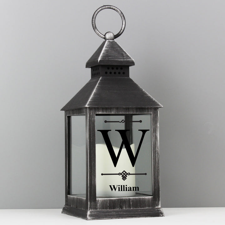 Buy Personalised Initial Rustic Black Lantern at www.giftsfinder.co.uk