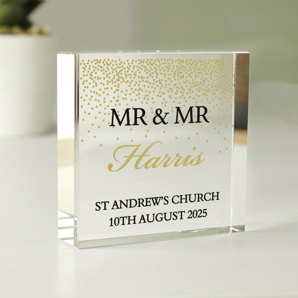 Buy Personalised Gold Confetti Large Crystal Token at www.giftsfinder.co.uk