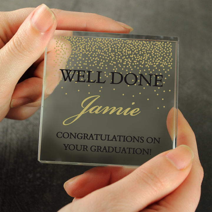 Buy Personalised Gold Confetti Large Crystal Token at www.giftsfinder.co.uk