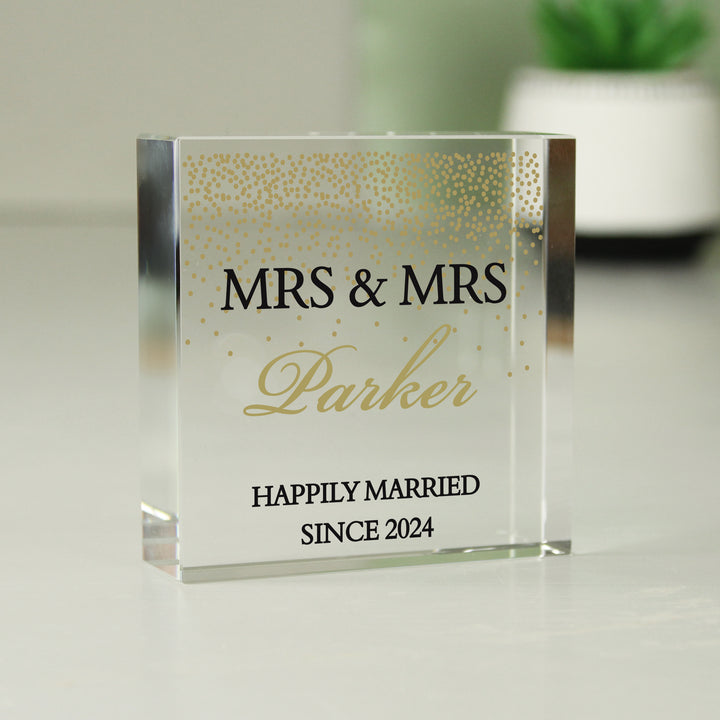 Buy Personalised Gold Confetti Large Crystal Token at www.giftsfinder.co.uk