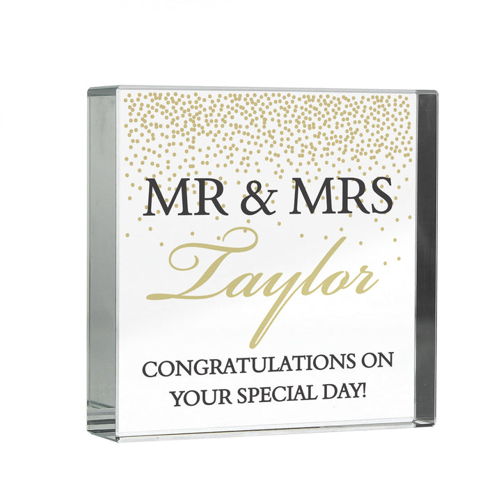 Buy Personalised Gold Confetti Large Crystal Token at www.giftsfinder.co.uk