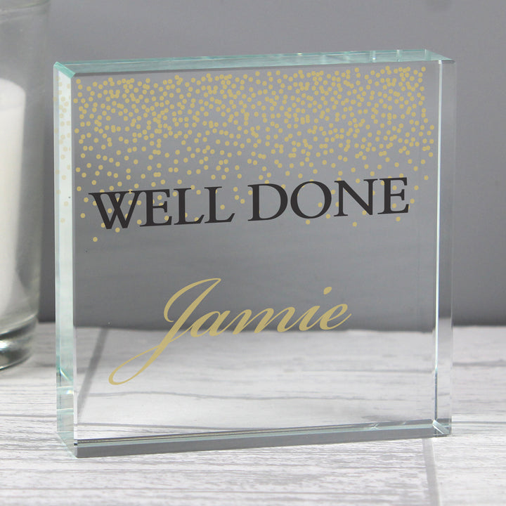 Buy Personalised Gold Confetti Crystal Token available now at www.giftsfinder.co.uk