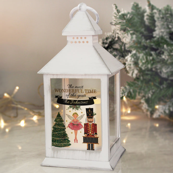 Buy Personalised Nutcracker White Lantern at www.giftsfinder.co.uk