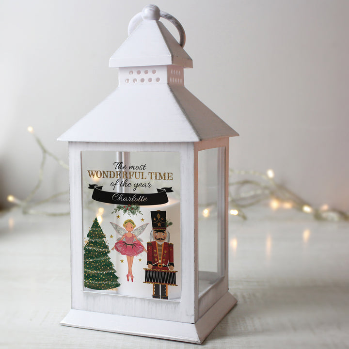 Buy Personalised Nutcracker White Lantern at www.giftsfinder.co.uk