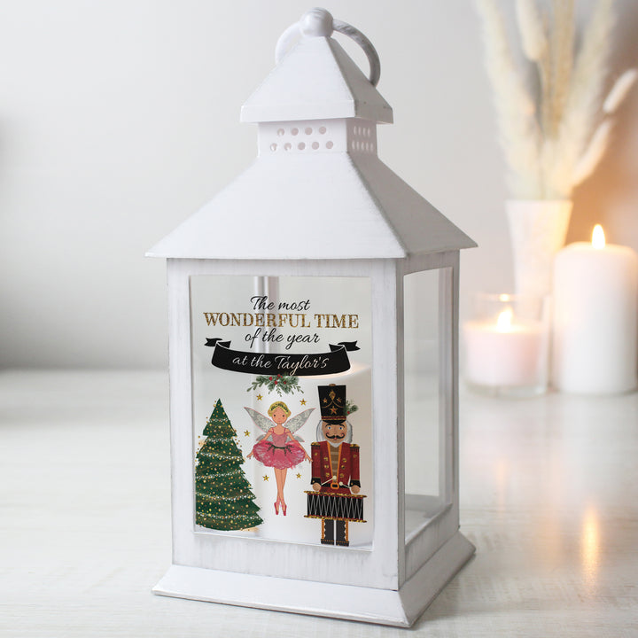 Buy Personalised Nutcracker White Lantern at www.giftsfinder.co.uk