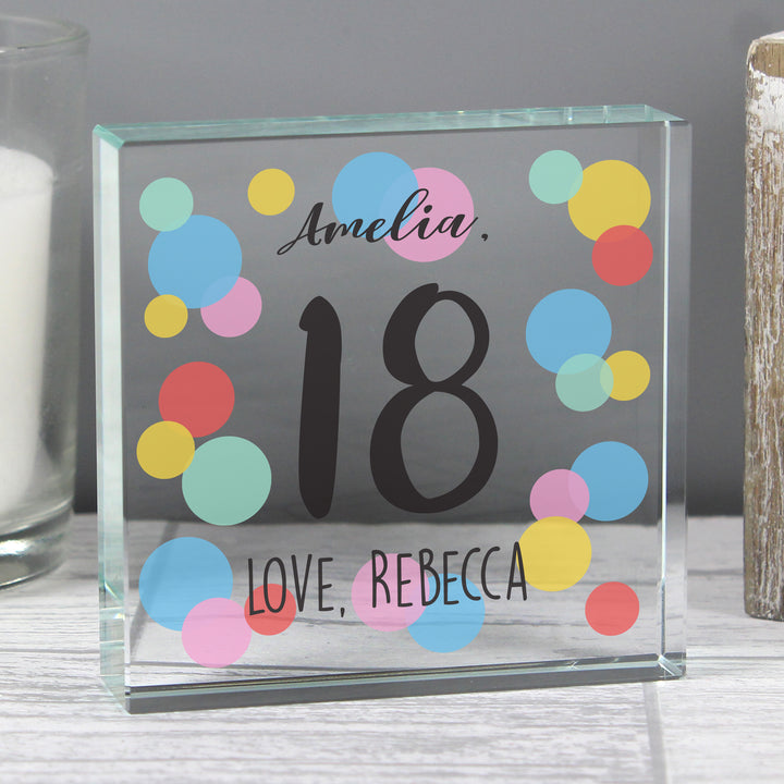 Buy Personalised Birthday Colour Confetti Crystal Token available now at www.giftsfinder.co.uk