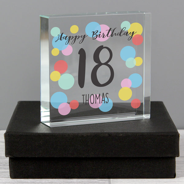 Buy Personalised Birthday Colour Confetti Crystal Token available now at www.giftsfinder.co.uk