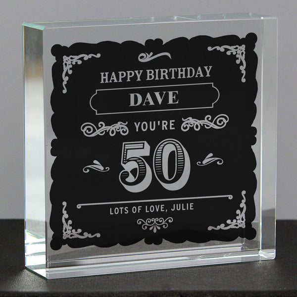 Buy Personalised Birthday Vintage Typography Crystal Token available now at www.giftsfinder.co.uk