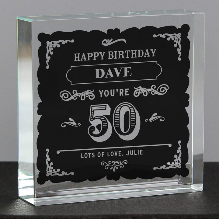 Personalised Birthday Vintage Typography Crystal Token - part of the Gifts Finder Ornaments collection