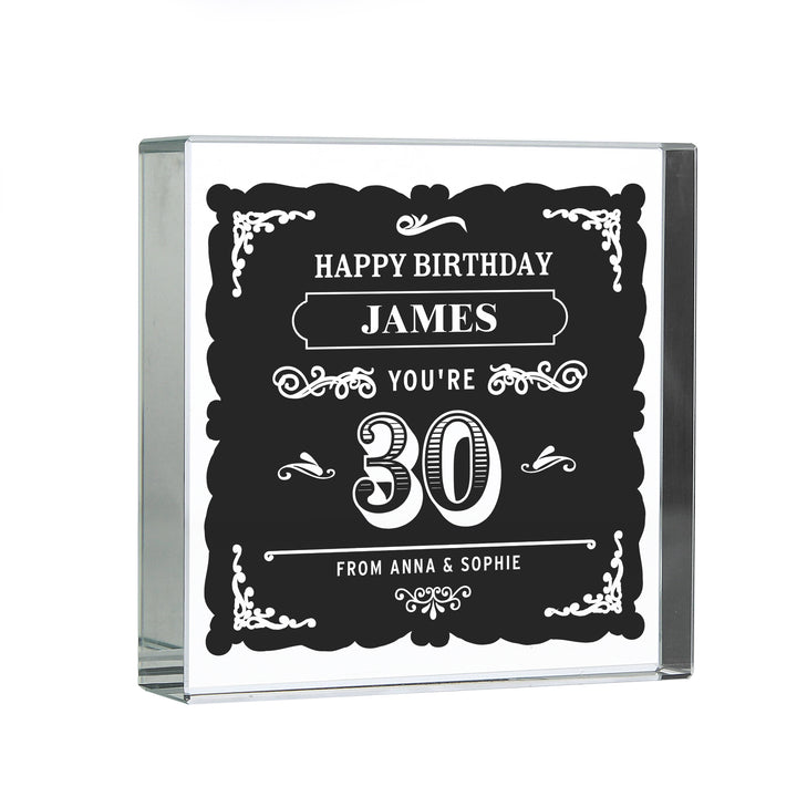 Personalised Birthday Vintage Typography Crystal Token - part of the Gifts Finder Ornaments collection