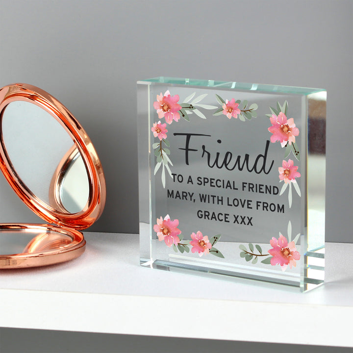 Buy Personalised Floral Sentimental  Crystal Token available now at www.giftsfinder.co.uk