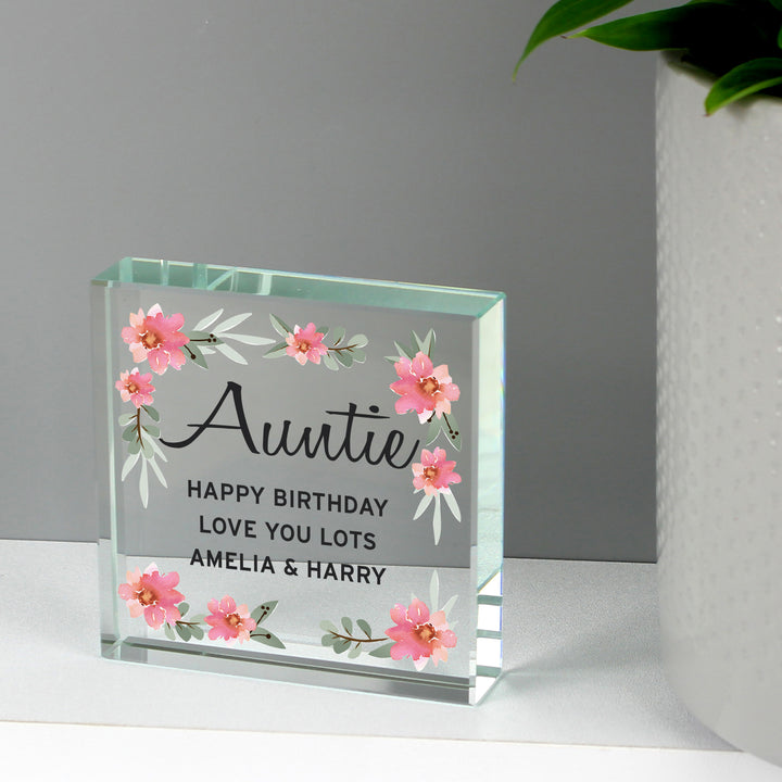 Buy Personalised Floral Sentimental  Crystal Token available now at www.giftsfinder.co.uk