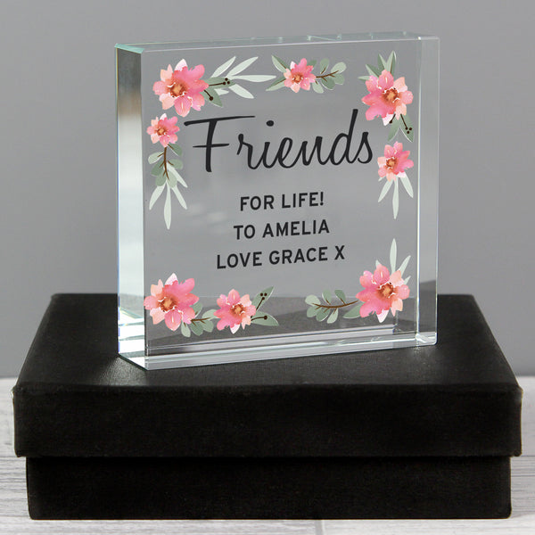 Buy Personalised Floral Sentimental  Crystal Token available now at www.giftsfinder.co.uk