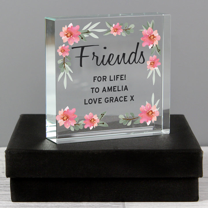 Buy Personalised Floral Sentimental  Crystal Token available now at www.giftsfinder.co.uk