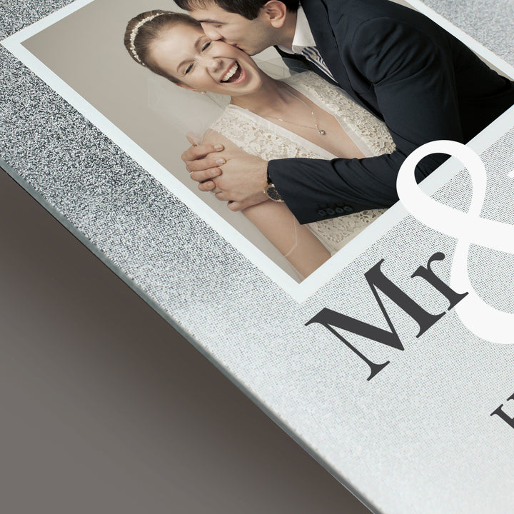 Buy Personalised Mr & Mrs 4x4 Glitter Glass Photo Frame at www.giftsfinder.co.uk