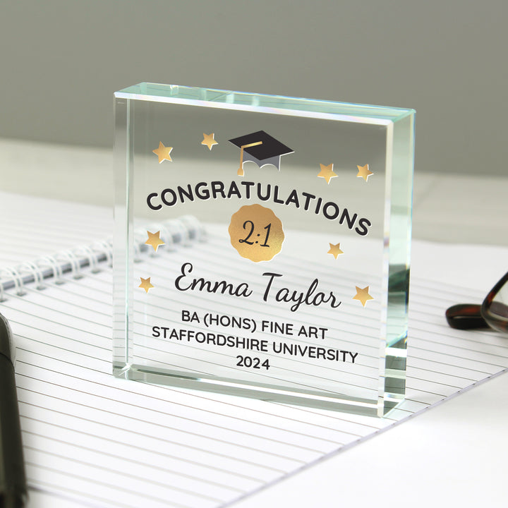 Buy Personalised Congratulations Graduation Crystal Token available now at www.giftsfinder.co.uk