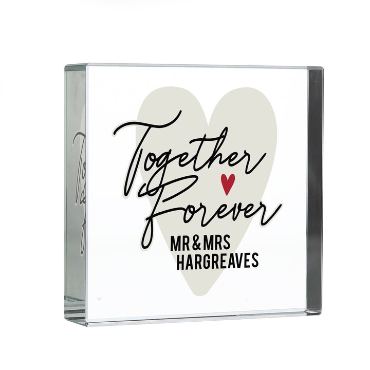 Personalised Together Forever Large Crystal Token - Romantic Gift - part of the Gifts Finder Personalised Paperweights collection